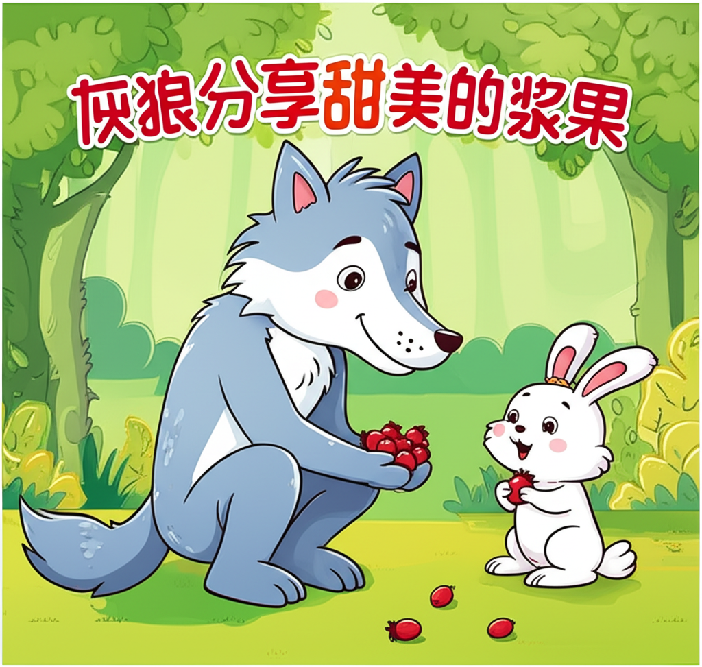 灰狼分享甜美的浆果